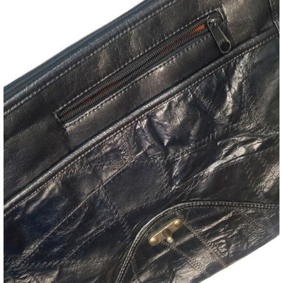 MC Marc Chantal Leather Patchwork Fold Over Cover Briefcase 1.5" x 12" [Vintage] - Picture 8 of 8